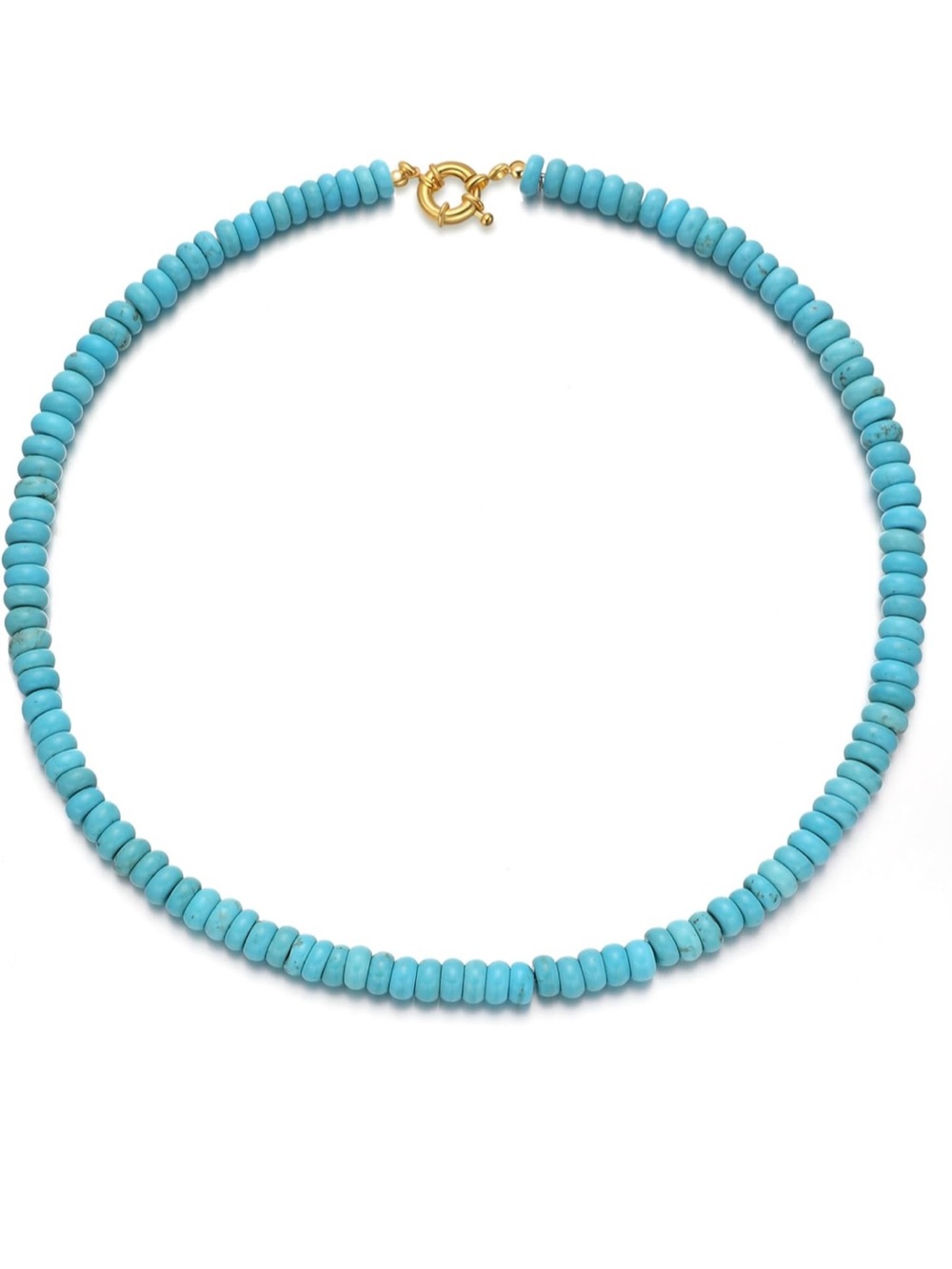 New! Turquoise Beaded Necklace with Gold Clasp
